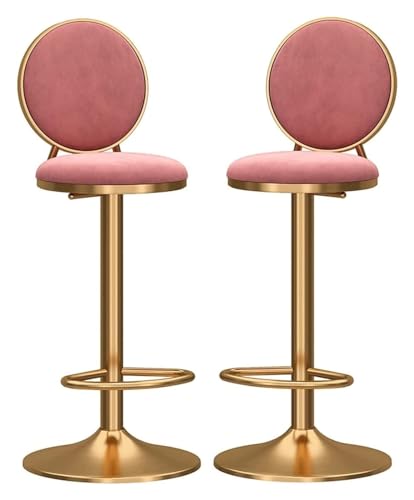 DHAEY Barhocker Velvet Seat Barstools, Swivel Bar Stools Set of 2 for Kitchen Counter, Adjustable Lift Counter Height Kitchen Stools Style(Pink) von DHAEY