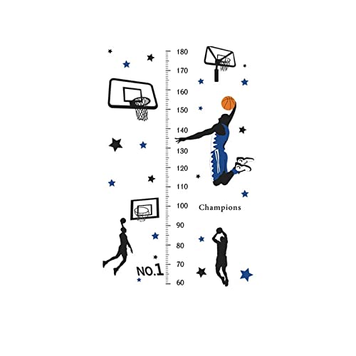 DHAEY Basketball Junge Höhenmessung Wandsticker Kindergarten Kinderzimmer Selbstklebende Tapete Höhensticker Kinder Höhe Diagramm Wandtattoo (Color : Blue) von DHAEY
