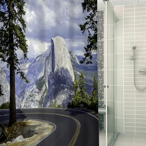 DHAEY Duschvorhang 180x200 Antischimmel Textil Shower Curtains,EL Capitan USA Roadtrip,Wasserdicht, Gewichteter Saum, Waschbar Polyester Stoff Badevorhang für Badezimmer und Badewanne mit 12 Haken von DHAEY