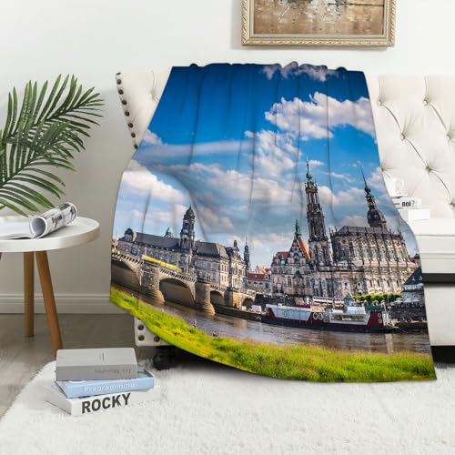 DHAEY Kuscheldecke für Männer, Weich Warm Die antike Stadt Dresden Deutschland. Hi Flanell Fleece Decke 150 x 200 cm, Kinderdecke Wohndecke für Jungen Kinder Erwachsene Geschenk Couch Sofa Bett Deko von DHAEY