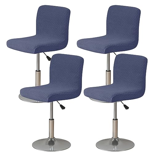 DHAEY Stretch Barhocker Stuhlhussen Bezüge Barstuhlbezug mit Rückenlehne Hussen für Barhocker Waschbarer Bar Stuhl-Abdeckung Passend,für Café Schemel Hohe Barhocker Stuhl Bezüge(4 Stück, Navy) von DHAEY