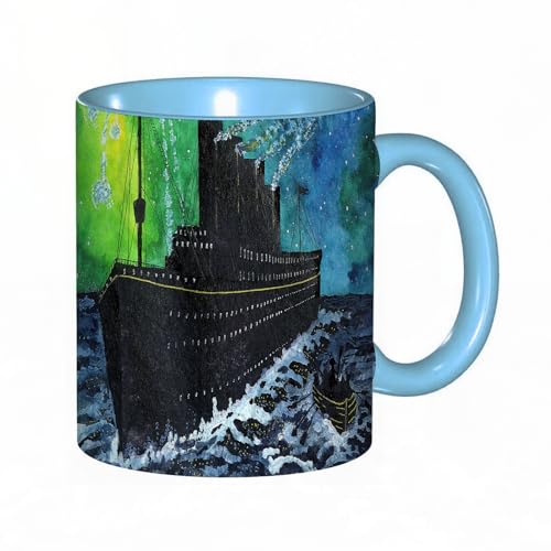 Kaffeebecher Mug,Aquarell-Illustration eines sinkenden Titanic-Schiffes mit abgefeuerten Fackeln und einem Rettu,kaffeebecher porzellan, tasse Füllmenge 330 ml - sehr interessante bedruckte Teetassen von DHAEY