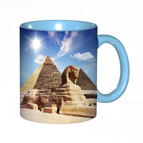 Kaffeebecher Mug,Die große Sphinx zwischen den Chephren- und Mykerinos-Pyramiden von Gizeh, Kairo, Ägypten,kaffeebecher porzellan, tasse Füllmenge 330 ml - sehr interessante bedruckte Teetassen von DHAEY