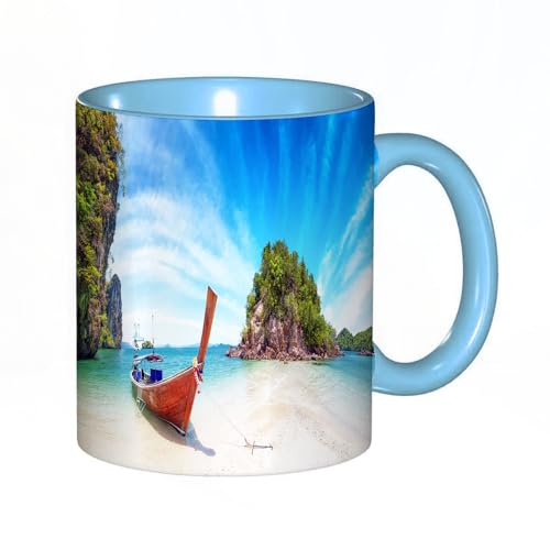 Kaffeebecher Mug,Erstaunliche Natur und exotisches Reiseziel in Thailand. Thailändisches Touristenboot am weißen,kaffeebecher porzellan, tasse Füllmenge 330 ml - sehr interessante bedruckte Teetassen Kaffeebecher Mug,Erstaunliche Natur und exotisches Reiseziel in Thailand. Thailändisches Touristenboot am weißen,kaffeebecher porzellan, tasse Füllmenge 330 ml - sehr interessante bedruckte Teetassen von DHAEY
