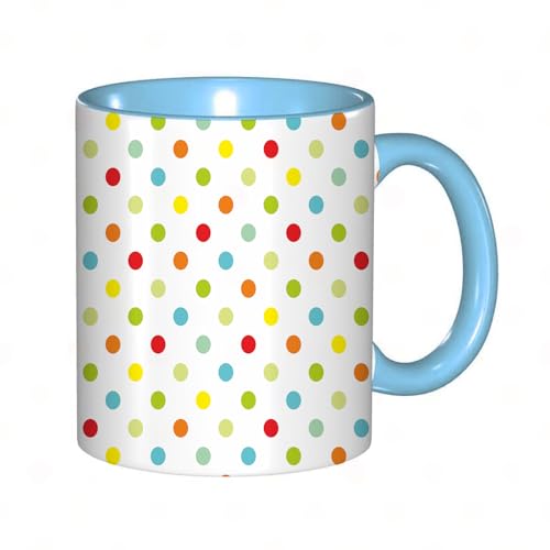 Kaffeebecher Mug,Nahtloses Muster oder Textur mit bunten Tupfen auf weißem Hintergrund für Kinderhintergrund, Bl,kaffeebecher porzellan, tasse Füllmenge 330 ml - sehr interessante bedruckte Teetassen von DHAEY