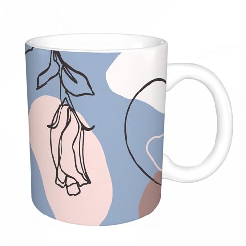 Original Becher - Teetasse als Geschenk für Ihre Lieben - Satz fortlaufender Strichzeichnungen mit dem Gesicht einer Frau. Abstrakte zeitgenöss Kaffeetasse aus feinem Porzellan - 330 ml 8 x 8,5 cm von DHAEY