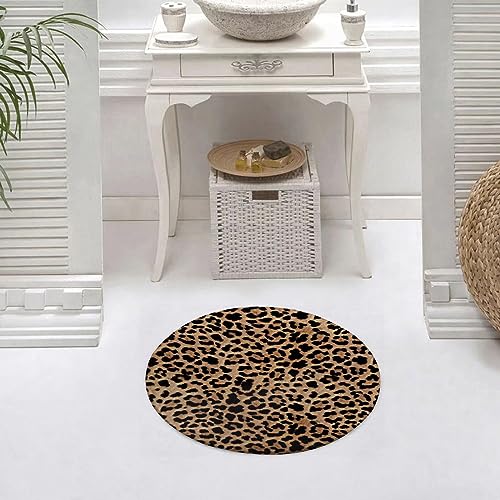 Runder Waschbare rutschfeste Badezimmer Teppich Leopard Rund Klein Badematte 60 cm,Teppiche für Eingangsbereich Innen Dusche Zimmer Kinderzimmer Schlafzimmer von DHAEY