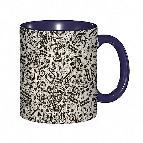 Tasse Keramik Abstrakte Art-Weinlese-Hintergrund-musikalische Elemente inspirierte Illustration.Bei Kaffeetassen Große 330ml Mit Henkel 100% Handbemalt Trinkgläser Mit Griff Personalisierte Geschenk von DHAEY