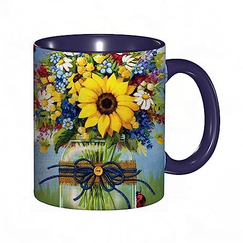 Tasse Keramik Blumenstrauß aus Wildblumen mit Sonnenblumen-Gänseblümchen Vintage gelb grün floral Kaffeetassen Große 330ml Mit Henkel 100% Handbemalt Trinkgläser Mit Griff Personalisierte Geschenk Tasse Keramik Blumenstrauß aus Wildblumen mit Sonnenblumen-Gänseblümchen Vintage gelb grün floral Kaffeetassen Große 330ml Mit Henkel 100% Handbemalt Trinkgläser Mit Griff Personalisierte Geschenk von DHAEY