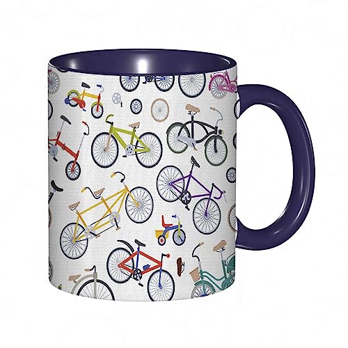 Tasse Keramik Fahrrad Retro-Stil Bunte Fahrräder aller Stilrichtungen und für alle Altersgruppen St Kaffeetassen Große 600ml Mit Henkel 100% Handbemalt Trinkgläser Mit Griff Personalisierte Geschenk von DHAEY