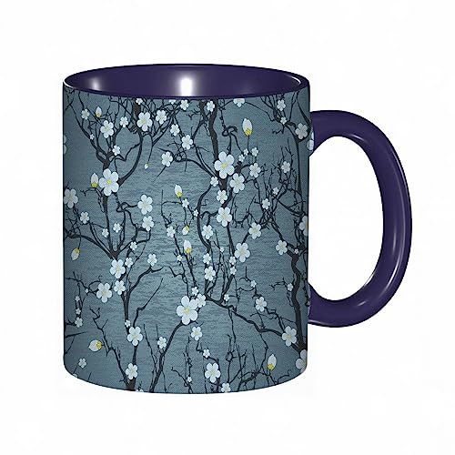 Tasse Keramik Florale Sakura-Baumzweige Blasse japanische Kirschblüten-Frühlingsform,je blau Kaffeetassen Große 330ml Mit Henkel 100% Handbemalt Trinkgläser Mit Griff Personalisierte Geschenk Tasse Keramik Florale Sakura-Baumzweige Blasse japanische Kirschblüten-Frühlingsform,je blau Kaffeetassen Große 330ml Mit Henkel 100% Handbemalt Trinkgläser Mit Griff Personalisierte Geschenk von DHAEY