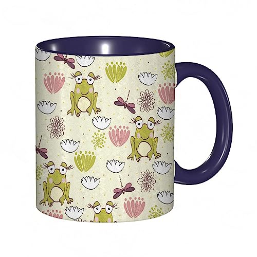 Tasse Keramik Frösche im Cartoon-Stil,Tiermuster für Mädchen,Lilien,Libellen,Pastelltöne.Rosa,Grün Kaffeetassen Große 330ml Mit Henkel 100% Handbemalt Trinkgläser Mit Griff Personalisierte Geschenk Tasse Keramik Frösche im Cartoon-Stil,Tiermuster für Mädchen,Lilien,Libellen,Pastelltöne.Rosa,Grün Kaffeetassen Große 330ml Mit Henkel 100% Handbemalt Trinkgläser Mit Griff Personalisierte Geschenk von DHAEY