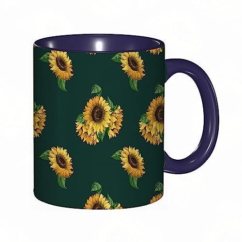 Tasse Keramik Gelbes Blumen-Sonnenblumen-Muster Kaffeetassen Große 330ml Mit Henkel 100% Handbemalt Trinkgläser Mit Griff Personalisierte Geschenk von DHAEY