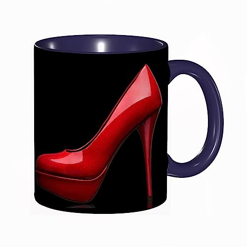 Tasse Keramik Rote High Heels in Schwarz Kaffeetassen Große 330ml Mit Henkel 100% Handbemalt Trinkgläser Mit Griff Personalisierte Geschenk von DHAEY