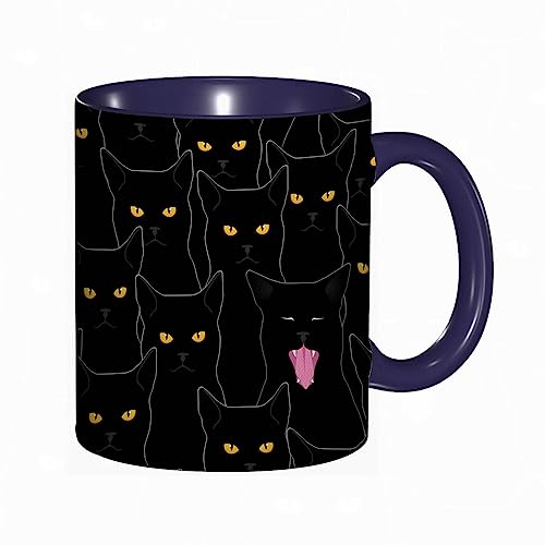 Tasse Keramik Schwarz-Weiß-Katze Kaffeetassen Große 330ml Mit Henkel 100% Handbemalt Trinkgläser Mit Griff Personalisierte Geschenk von DHAEY