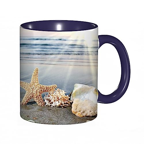 Tasse Keramik Seestern Kaffeetassen Große 330ml Mit Henkel 100% Handbemalt Trinkgläser Mit Griff Personalisierte Geschenk von DHAEY