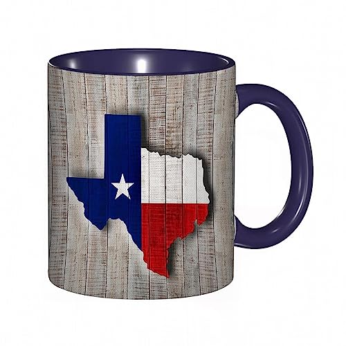 Tasse Keramik Texas-Karte Texas auf Rusty Rustic Wooden Board American Southwestern Kaffeetassen Große 330ml Mit Henkel 100% Handbemalt Trinkgläser Mit Griff Personalisierte Geschenk von DHAEY