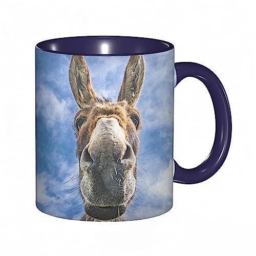 Tasse Keramik Tier Esel Blauer Himmel Wolke Kaffeetassen Große 330ml Mit Henkel 100% Handbemalt Trinkgläser Mit Griff Personalisierte Geschenk von DHAEY