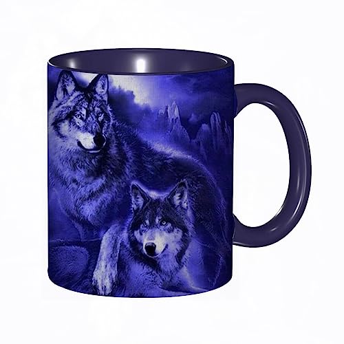 Tasse Keramik Wolf Kaffeetassen Große 330ml Mit Henkel 100% Handbemalt Trinkgläser Mit Griff Personalisierte Geschenk von DHAEY