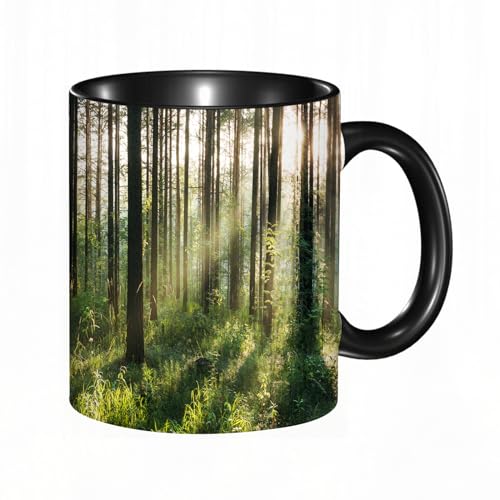 Tasse Keramik wunderschöner Sonnenuntergang im Wald Kaffeetassen Große 330ml Mit Henkel 100% Handbemalt Trinkgläser Mit Griff Personalisierte Geschenk von DHAEY