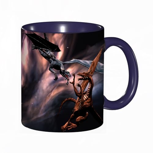 Tasse Mug,3D-gerenderte kämpfende Drachen am Himmel,Kaffeetasse - Kaffeebecher mit Fassungsvermögen von 330 ml von DHAEY