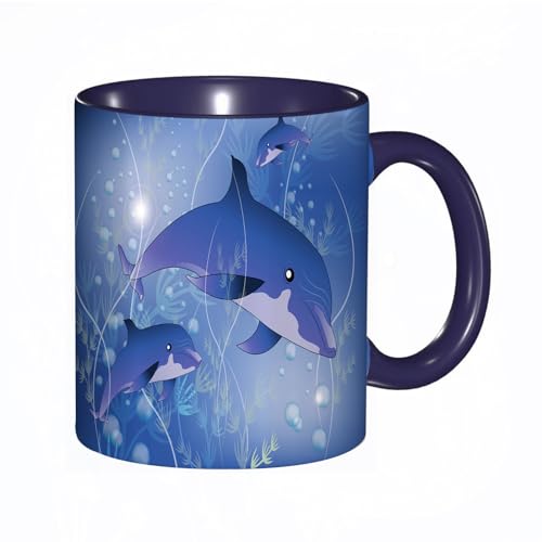 Tasse Mug,Delfine mit Unterwasserpflanze,Kaffeetasse - Kaffeebecher mit Fassungsvermögen von 330 ml von DHAEY