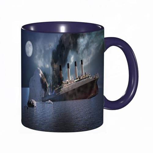 Tasse Mug,Der Ozeandampfer Titanic, nachdem er 1912 vor der Küste Neufundlands im Atlantischen Ozean auf einen Eisberg gestoßen war, rendert,Kaffeetasse - Kaffeebecher mit Fassungsvermögen von 330 ml von DHAEY