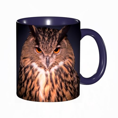 Tasse Mug,Porträt einer gehörnten Eule,Kaffeetasse - Kaffeebecher mit Fassungsvermögen von 330 ml von DHAEY