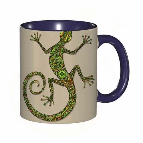 Tasse Mug,Vektor handgezeichnete bunte Eidechse oder Salamander mit ethnischen Stammesmustern. Schöne Reptiliendekoration mit wunderschönem,Kaffeetasse - Kaffeebecher mit Fassungsvermögen von 330 ml Tasse Mug,Vektor handgezeichnete bunte Eidechse oder Salamander mit ethnischen Stammesmustern. Schöne Reptiliendekoration mit wunderschönem,Kaffeetasse - Kaffeebecher mit Fassungsvermögen von 330 ml von DHAEY