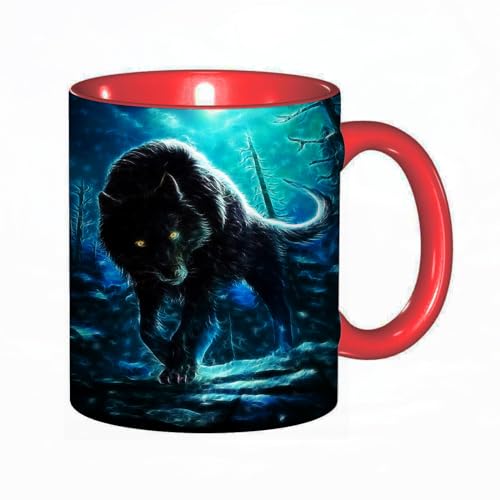 Tassendruck Schattenwolf mit Augen so hell wie Laser Kaffeetasse/Mug/Cup von DHAEY