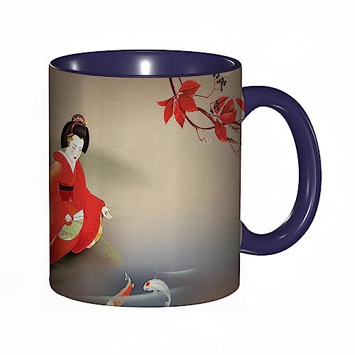 kaffeebecher Mug Koi Fish Geisha Feeding Beast Herbstzeit Kultur Eastern Vibes Orientalepia Scarlet,kaffeebecher porzellan, tasse Füllmenge 330 ml - sehr interessante bedruckte Teetassen von DHAEY