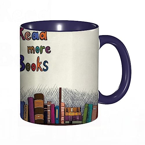 kaffeebecher Mug Lesen Sie mehr Bücher Wörter ed auf Skizzenhintergrund mit bunten Büchern auf einem Regal,kaffeebecher porzellan, tasse Füllmenge 330 ml - sehr interessante bedruckte Teetassen von DHAEY