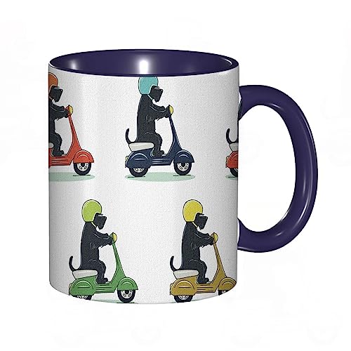 kaffeebecher Mug Lustiges Tiermuster mit Funky Scottish Terrier auf einem Old School Scooter,kaffeebecher porzellan, tasse Füllmenge 330 ml - sehr interessante bedruckte Teetassen von DHAEY