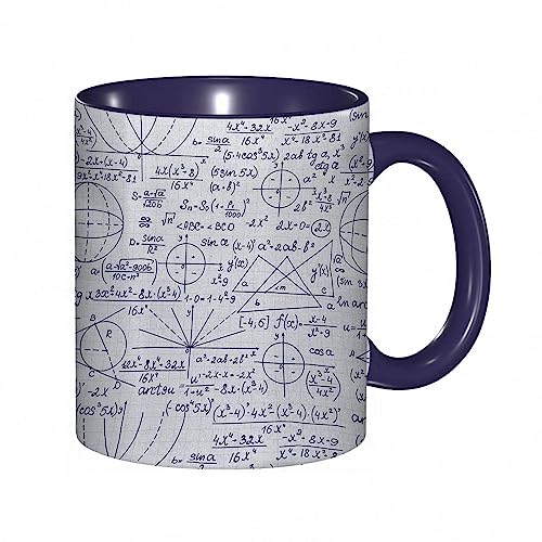 kaffeebecher Mug Moderne Hülle,Genius Smart Student Math Geometry Science Numbers Formules Image Dark Purple Whi,kaffeebecher porzellan, tasse Füllmenge 330 ml - sehr interessante bedruckte Teetassen von DHAEY