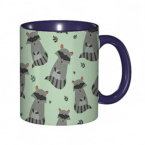 kaffeebecher Mug Waschbär-Waldtier-Spielzimmer-Jungen-Mädchen-Dusche.Grün-Grau,kaffeebecher porzellan, tasse Füllmenge 330 ml - sehr interessante bedruckte Teetassen von DHAEY