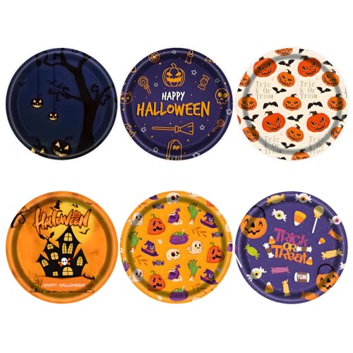 DHAIQC 48 Stück Herbst Pappteller 18 cm, Erntedankfest Partyteller mit Kürbis und Ahornblättern Einwegteller Dessertteller Kuchenteller für Erntedankfest Herbstliche Partyzubehör (Halloween) von DHAIQC