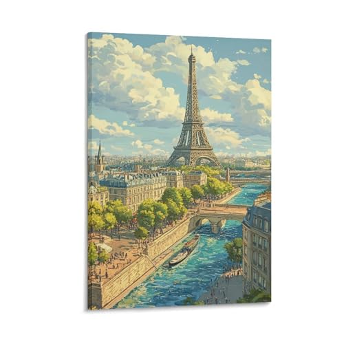 DHBANEIOK Eiffelturm Leinwand Bilder,Wand Druck Gemälde Drucke Wandbilder,Modern Wall Art Poster Wohnzimmer Deko 08x12inch(20x30cm) von DHBANEIOK