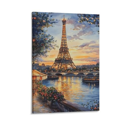 DHBANEIOK Eiffelturm Poster, DekoRatteteives Gemälde, Leinwand, Wandkunst, Wohnzimmer, Poster, Schlafzimmer, Gemälde 08x12inch(20x30cm) von DHBANEIOK
