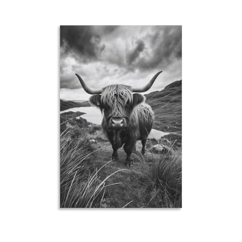 DHBANEIOK Hochlandrinder Wall Art - Leinwand Wandbild Poster Modern Dekorationen Für Das Wohnzimmer,Büro,Küche,Schlafzimmer 24x36inch(60x90cm) von DHBANEIOK