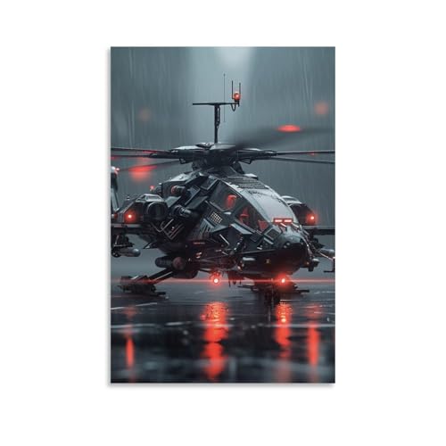 DHBANEIOK Kampfhubschrauber Wall Art - Leinwand Wandbild Poster Modern DekoRatteionen Für Das Wohnzimmer,Büro,Küche,Schlafzimmer 24x36inch(60x90cm) von DHBANEIOK