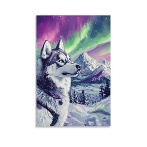 DHBANEIOK Sibirischer Husky Wall Art - Leinwand Wandbild Poster Modern Dekorationen Für Das Wohnzimmer,Büro,Küche,Schlafzimmer 24x36inch(60x90cm) von DHBANEIOK