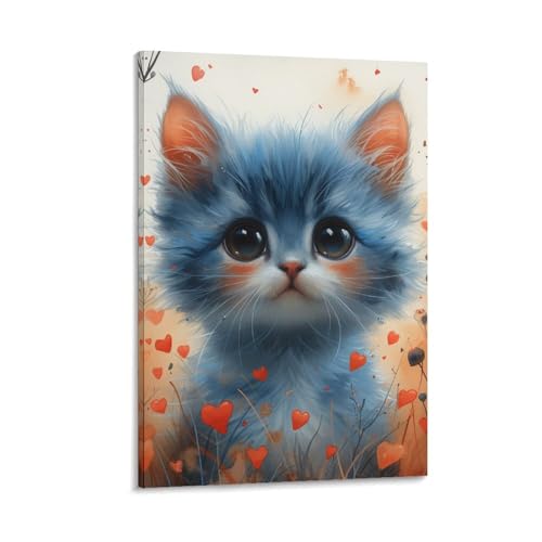 DHBANEIOK Süße blauäugige Katze Poster, DekoRatteives Gemälde, Leinwand, Wandkunst, Wohnzimmer, Poster, Schlafzimmer, Gemälde 16x24inch(40x60cm) von DHBANEIOK