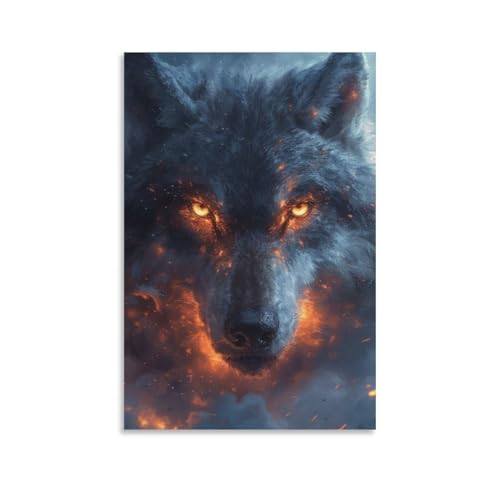 DHBANEIOK Wolf Poster, DekoRatteives Gemälde, Leinwand, Wandkunst, Wohnzimmer, Poster, Schlafzimmer, Gemälde 24x36inch(60x90cm) von DHBANEIOK