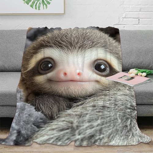 Faultier Flanell Fleecedecke Flauschig Weich Warm Plüsch Weich Wohndecke 3D Drucken Mikrofaser Couchdecke Kuscheldecke Für Mädchen Jungen 70x80inch(180x200cm) von DHBANEIOK