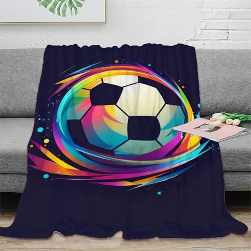 Fußball Flanell Fleecedecke Flauschig Weich Warm Plüsch Weich Wohndecke 3D Drucken Mikrofaser Couchdecke Kuscheldecke Decke Kinder Mädchen Wohndecke 40x50inch(100x130cm) von DHBANEIOK