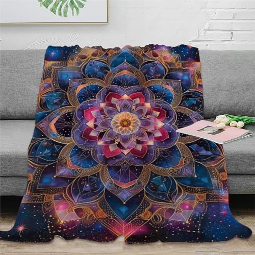 Mandala Blume Flanell Fleecedecke Flauschig Weich Warm Plüsch Weich Wohndecke 3D Drucken Mikrofaser Couchdecke Tagesdecke Für Bett Sofa 60x80inch(150x200cm) von DHBANEIOK