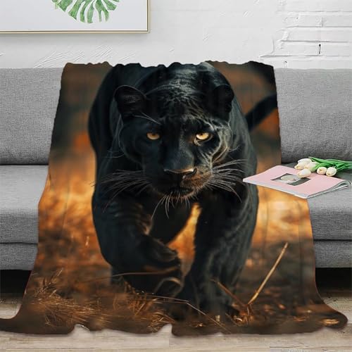 Panther Flanell Fleecedecke Flauschig Weich Warm Plüsch Weich Wohndecke 3D Drucken Mikrofaser Sofaüberwurf Decke Kuscheldecke Decke Kinder Mädchen Wohndecke 80x90inch(200x230cm) von DHBANEIOK