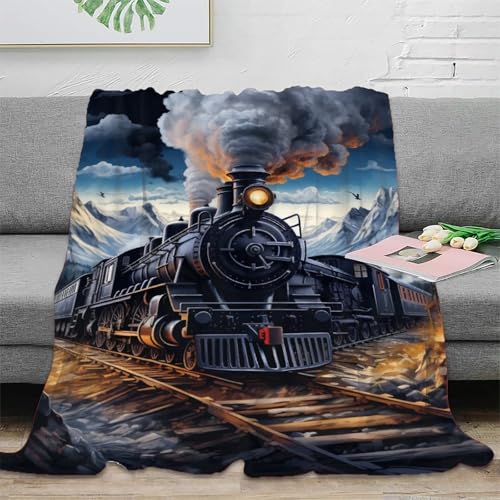 Zug Flanell Fleecedecke Flauschig Weich Warm Plüsch Weich Wohndecke 3D Drucken Mikrofaser Couchdecke Für Sofadecke Couchdecke Tagesdecke 60x80inch(150x200cm) von DHBANEIOK