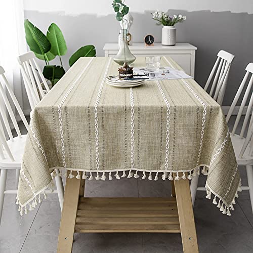 DHBHZD Tischdecke 110x230cm Baumwoll Leinen Rechteck Tischdecke Tischdecke Schweres Baumwoll Leinen Staubdichte Tischdecke für Party Tischdecke Küche Dinning von DHBHZD