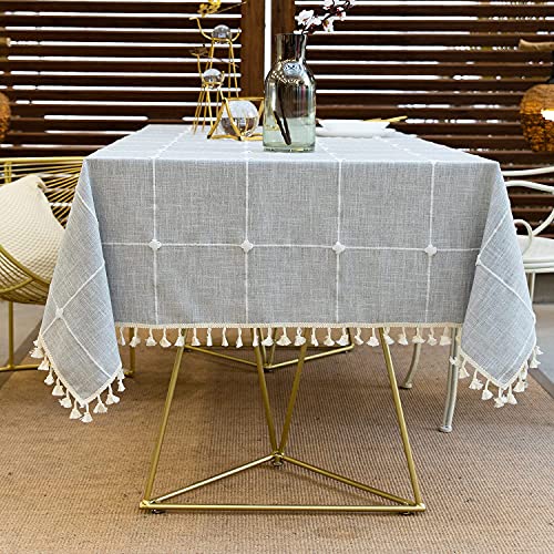 DHBHZD Tischdecke 120x170cm Quaste Baumwolle Leinen Tischdecke für Küche Esszimmer Faltenfreie Tischdecken Rechteck / Länglich von DHBHZD